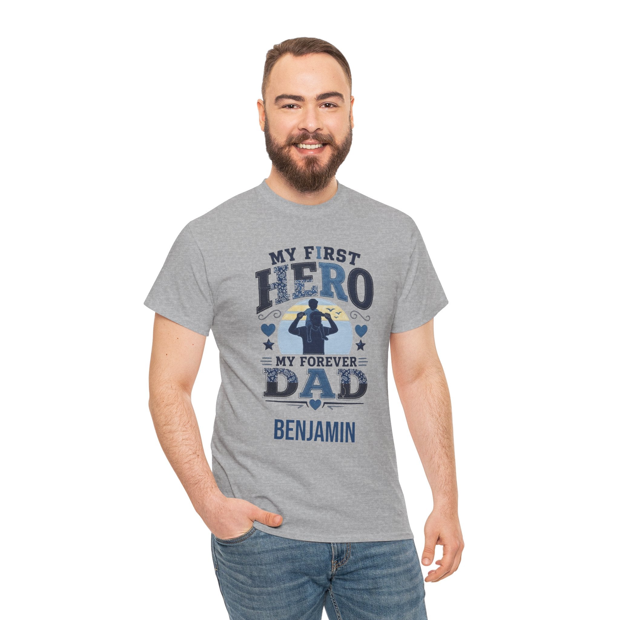 Personalized Dad T-Shirt – My First Hero My Forever Dad Tee