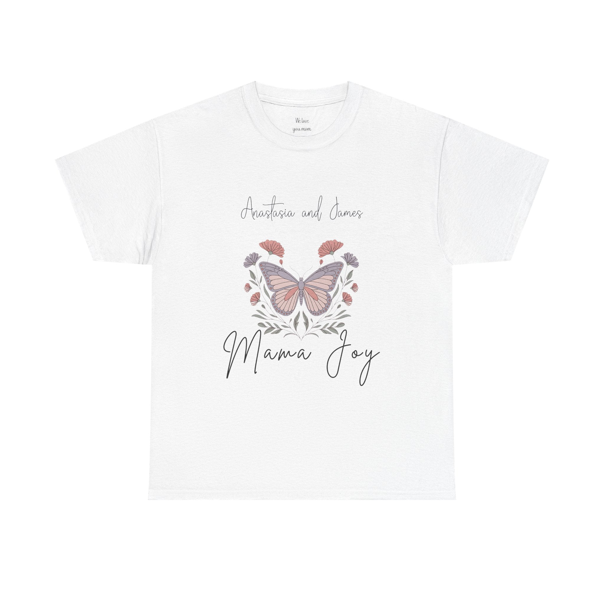 Personalized Mama Joy T-Shirt – Autumn Butterfly & Leaves Tee
