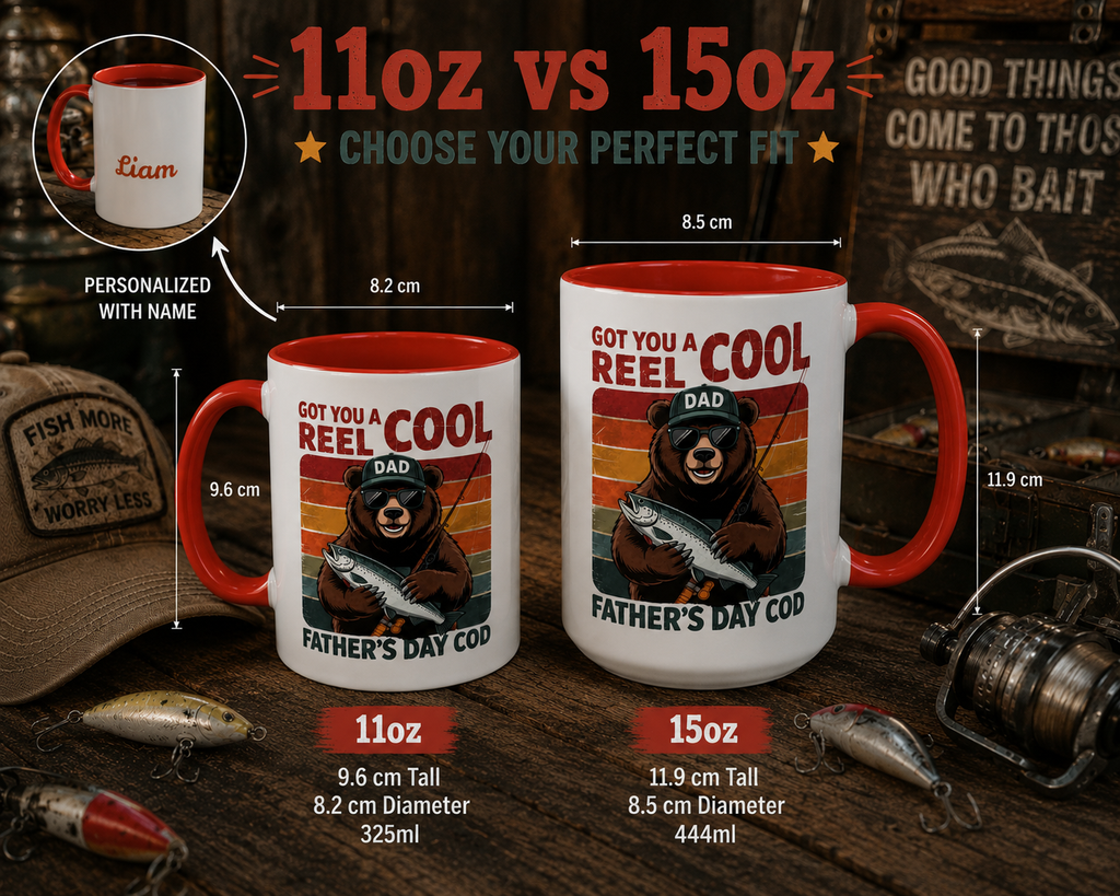 "Reel Cool Dad" Fishing Mug – Funny Father's Day Mug
