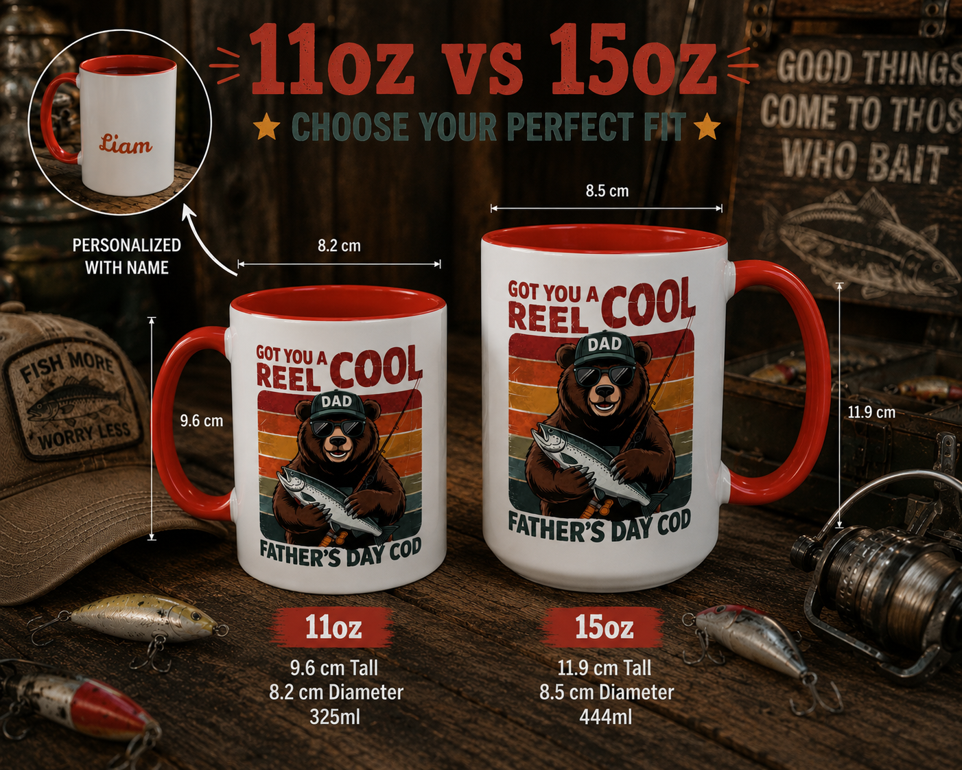 "Reel Cool Dad" Fishing Mug – Funny Father's Day Mug