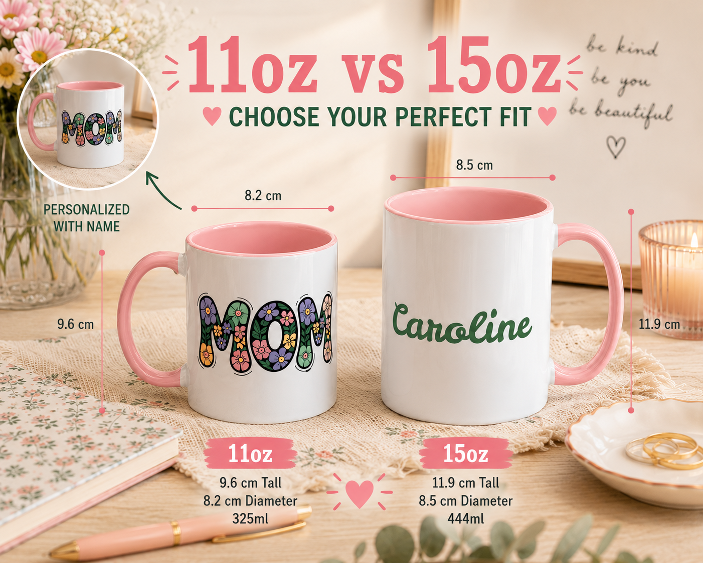 "Mom" Floral Lettering Mug – Mother's Day Mug