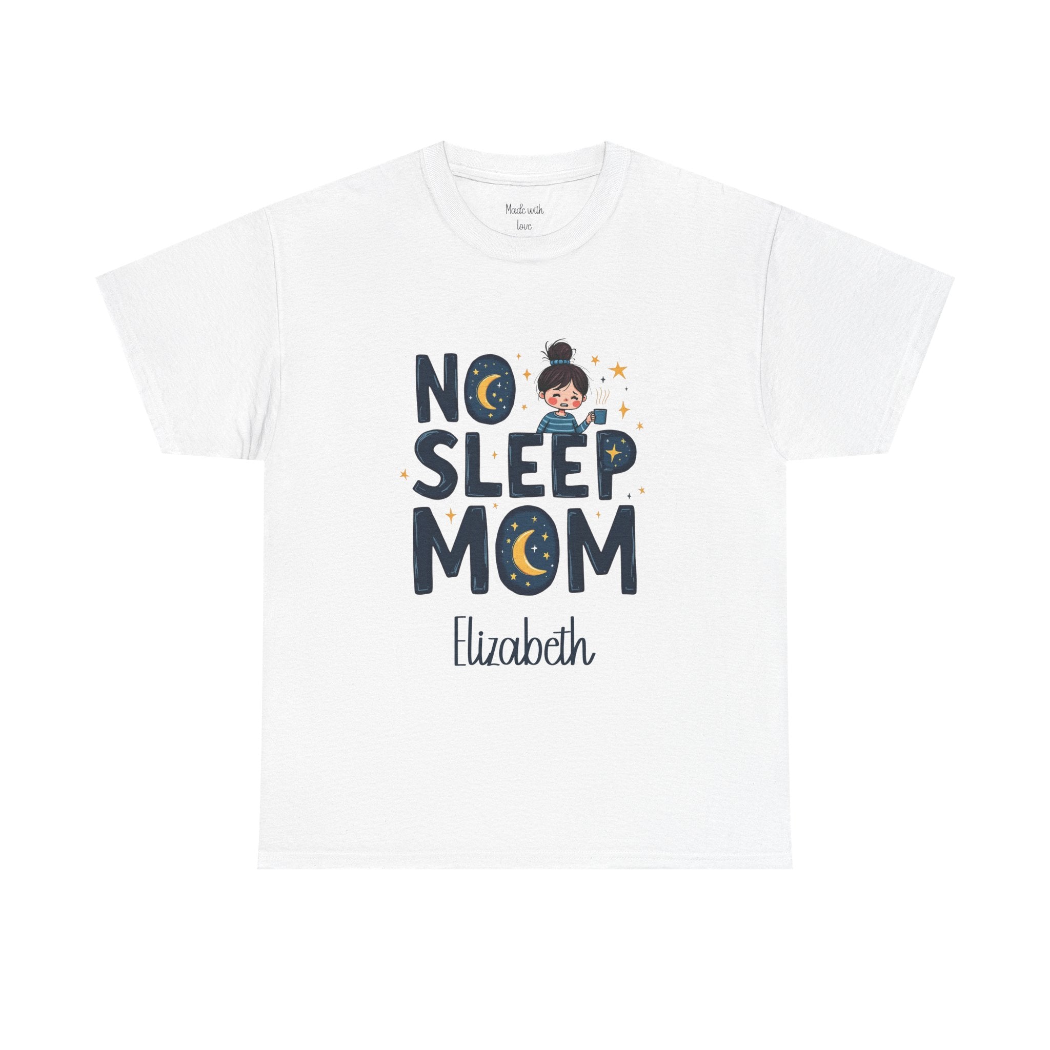 Personalized No Sleep Mom T-Shirt – Crescent Moon Mom Tee