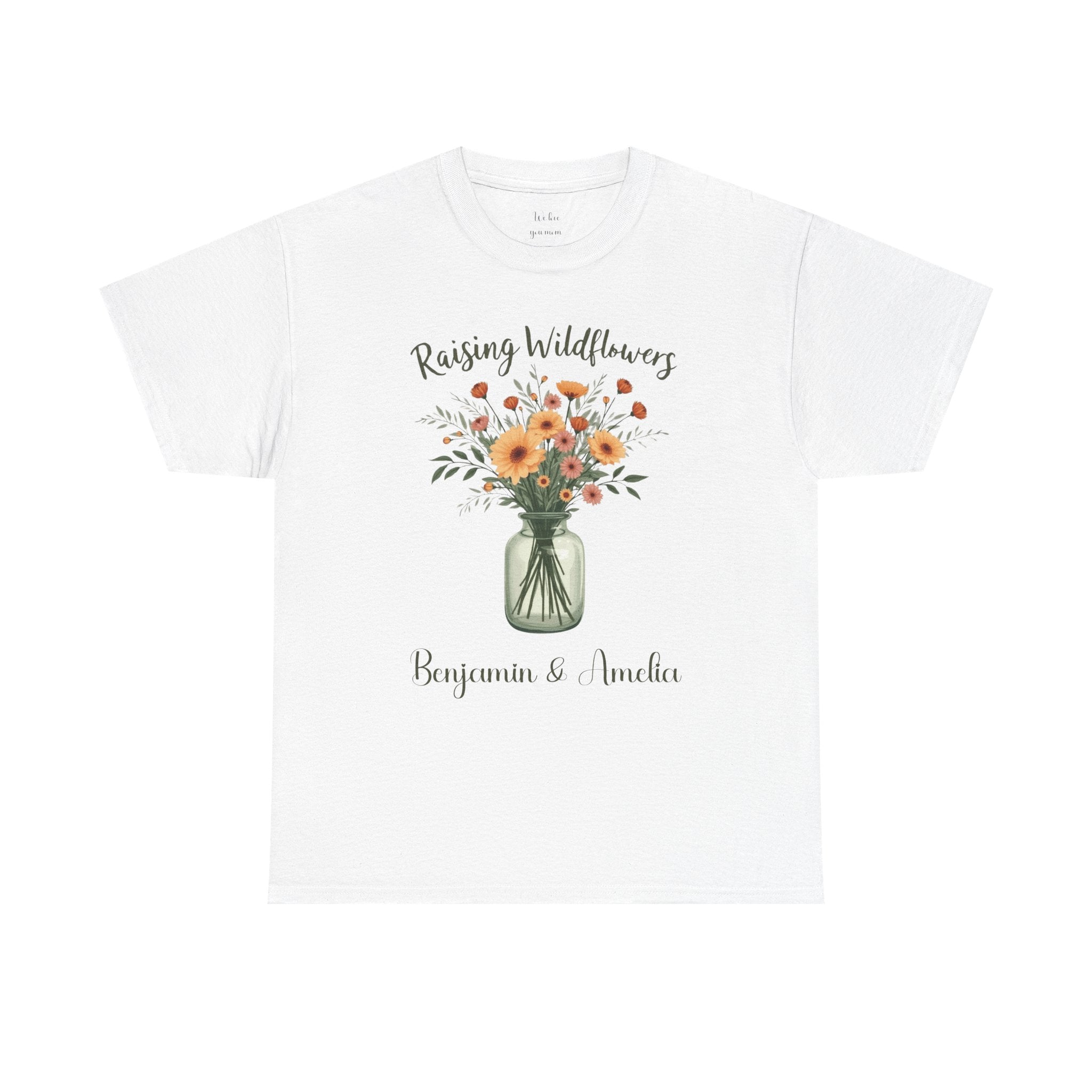 Personalized Raising Wildflowers T-Shirt – Floral Kids' Names Tee