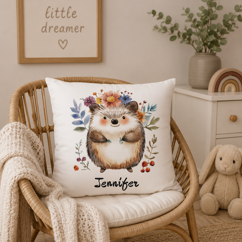 Personalized Baby Hedgehog Nursery Pillow – Custom Name