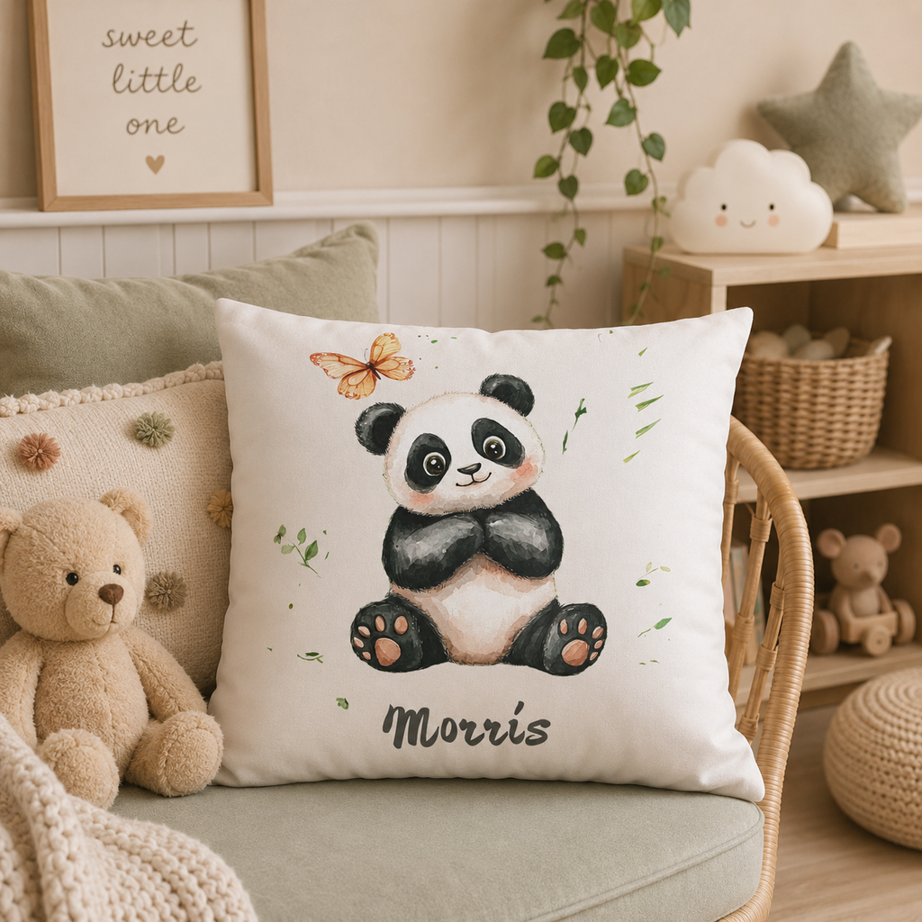 Personalized Baby Panda Nursery Pillow – Custom Name