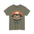 Heather Military Green personalized Dad's Adventure Club t-shirt, front view