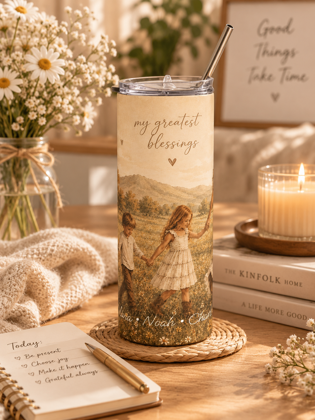 Personalized My Greatest Blessings Tumbler – Slim 20oz Family Name Cup