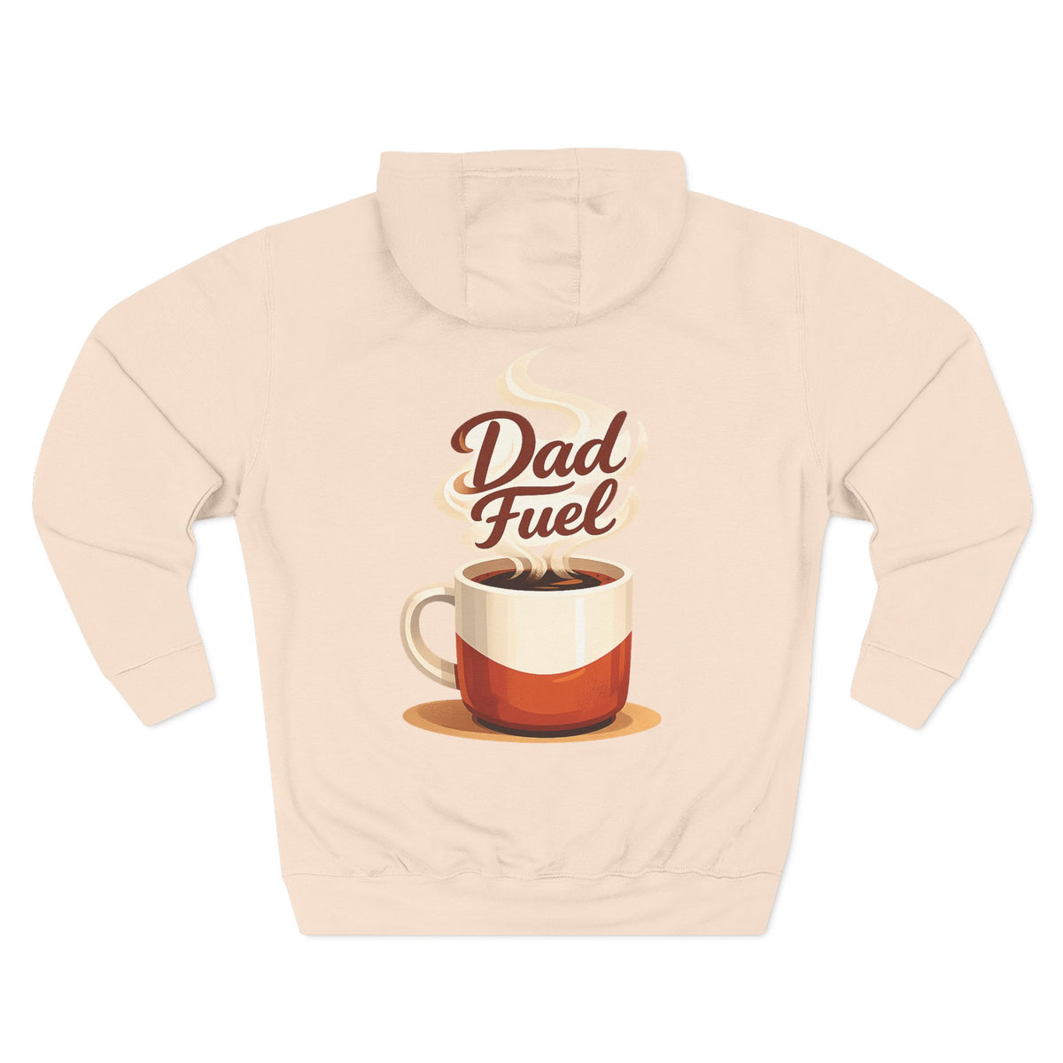 Back view of a pale pink personalized hoodie printed with "Dad Fuel" and embroidered with "James", the name is customizable. Special gift him, dad, granddad, boyfriend