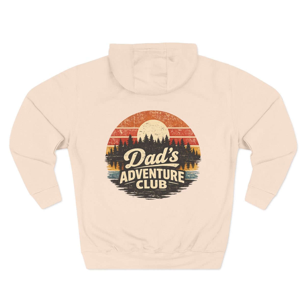 Back view of a pale pink personalized hoodie printed with "Dad's Adventure Club" and embroidered with "Christopher". Name is customizable. Special gift for him.