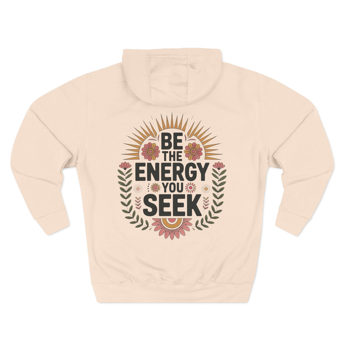 Front view of pale pink hoodie with customizable name embroidered on the chest