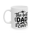 The Best Dad Ever mug with crown, moustache, and hearts