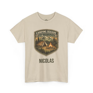 Personalized Camping Season T-Shirt – Campfire Badge Tee
