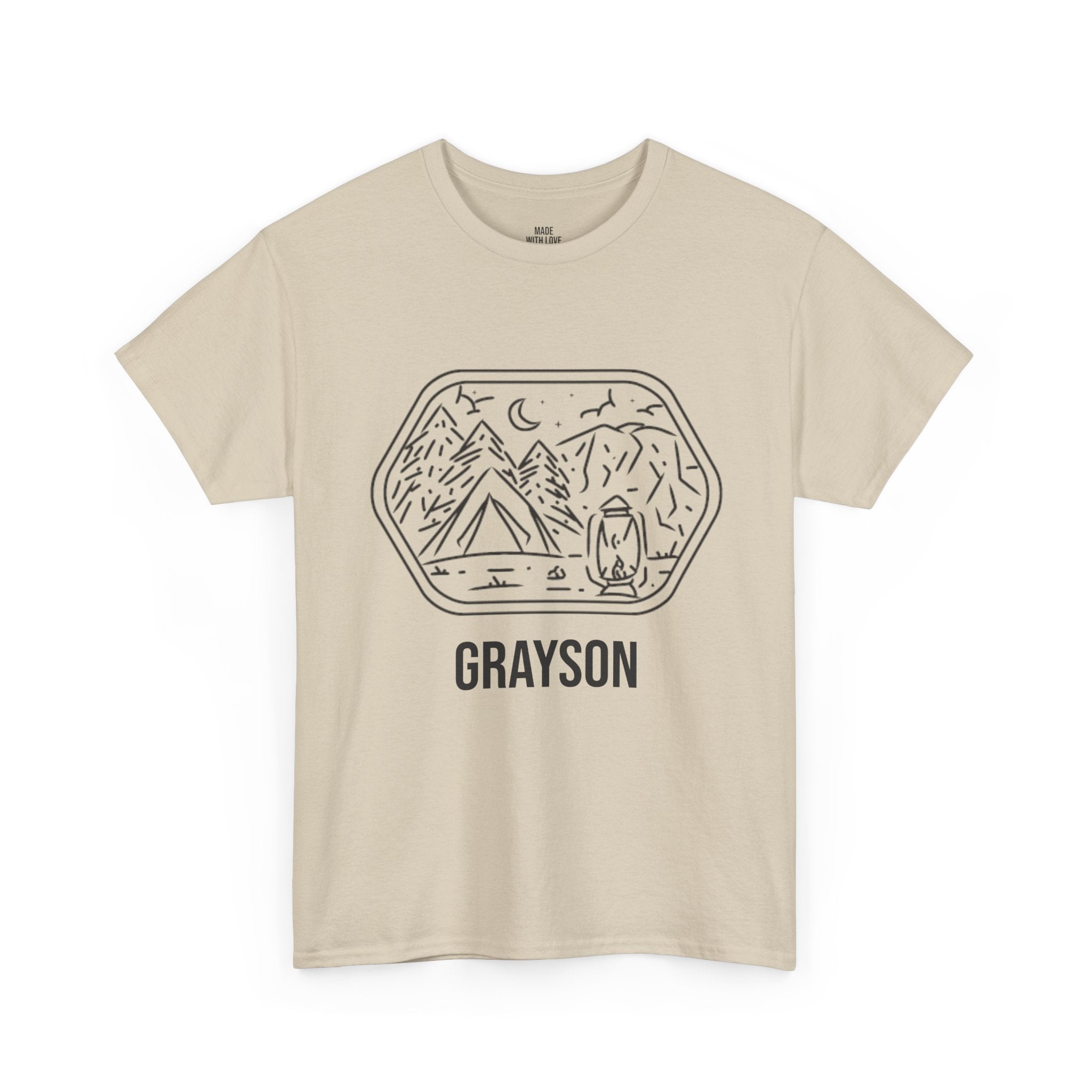 Personalized campsite line art t-shirt product photo