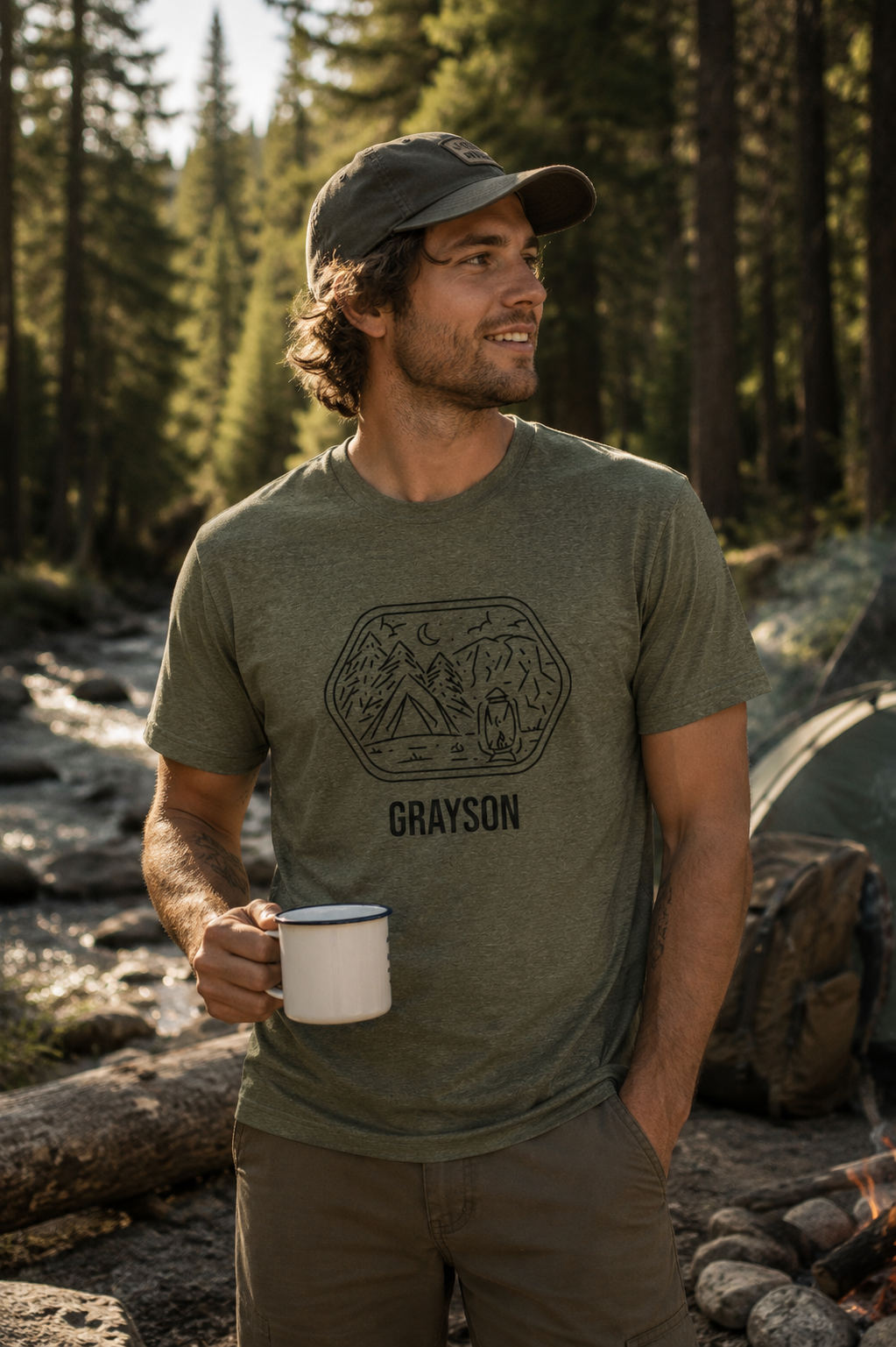 Personalized campsite line art t-shirt additional product photo