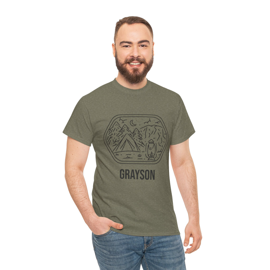 Personalized campsite line art t-shirt product photo