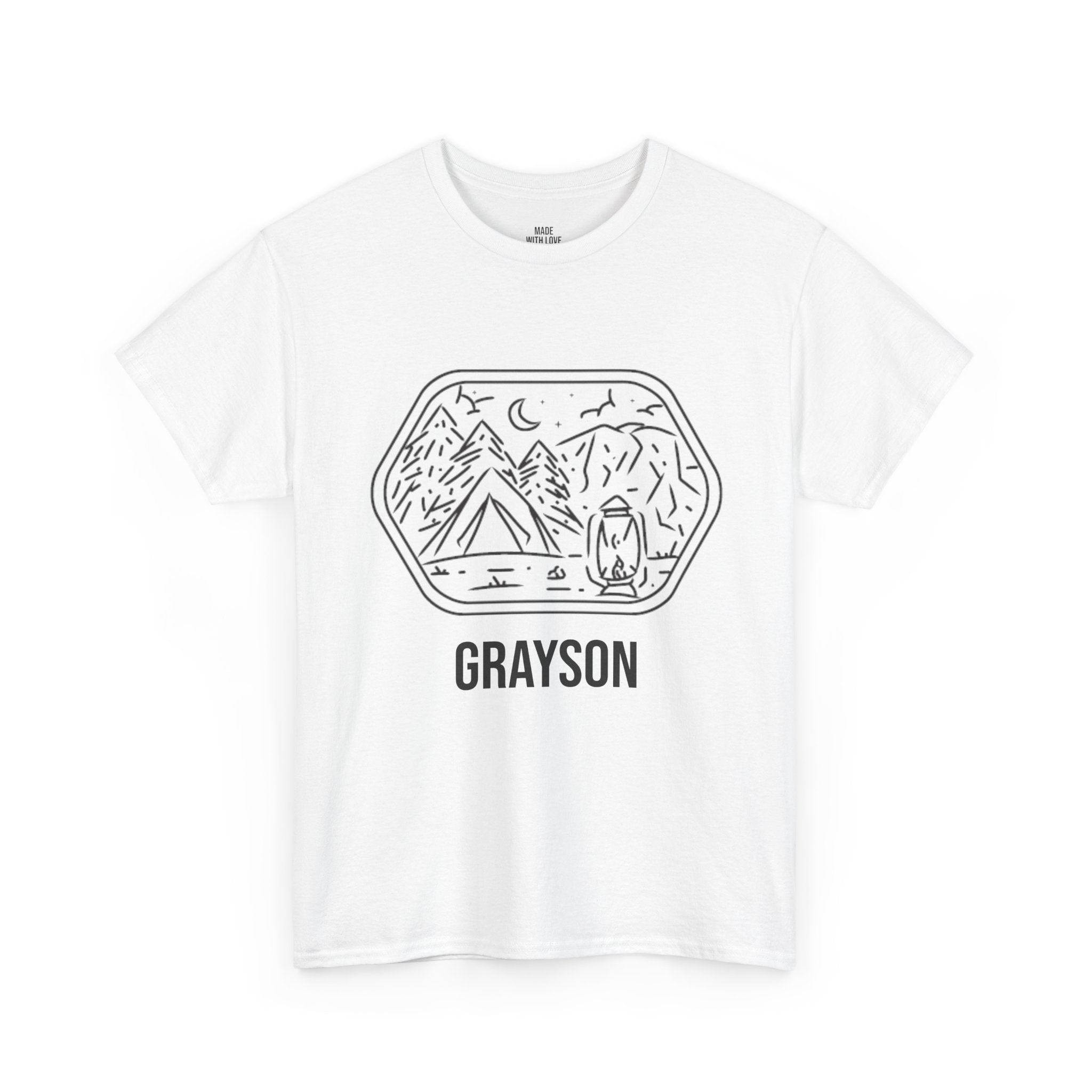 Personalized campsite line art t-shirt product photo