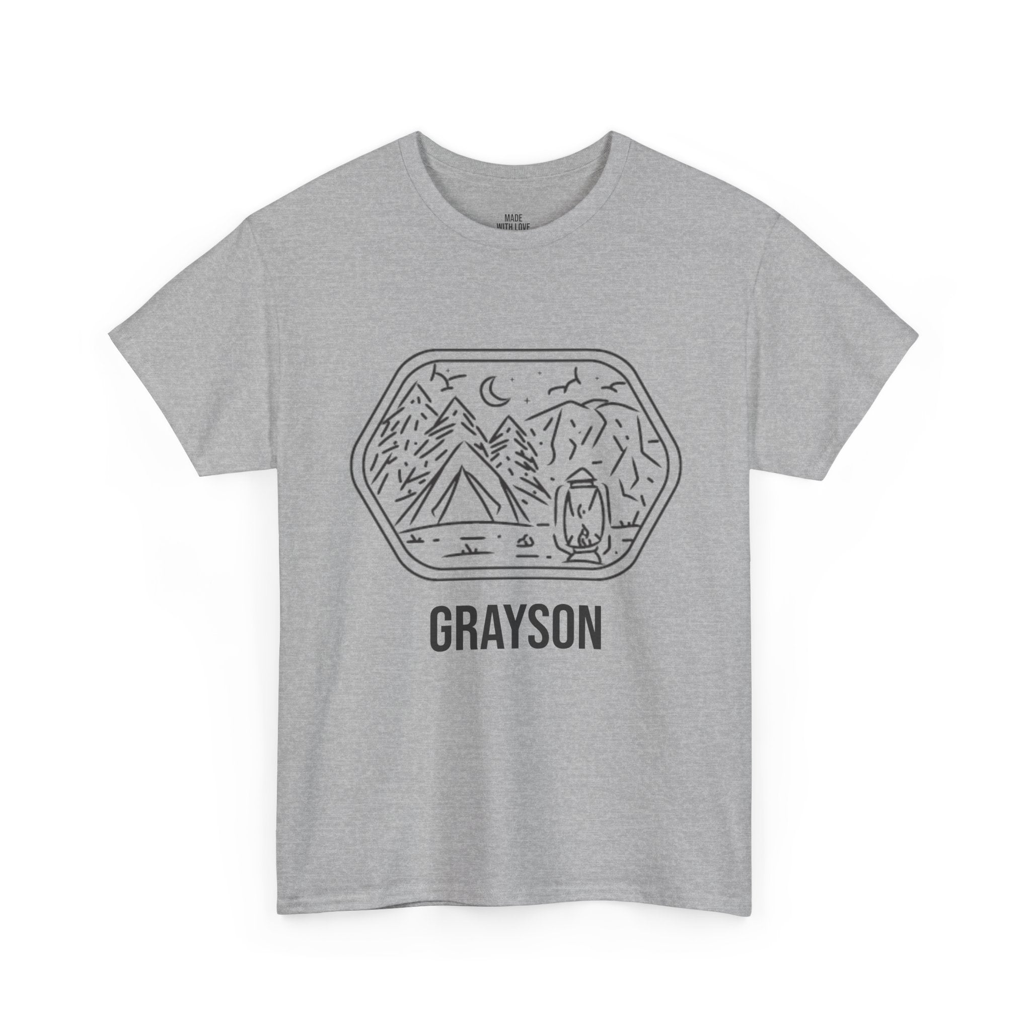 Personalized campsite line art t-shirt product photo