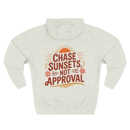 Front view of oatmeal heather hoodie with customizable name embroidered on the chest