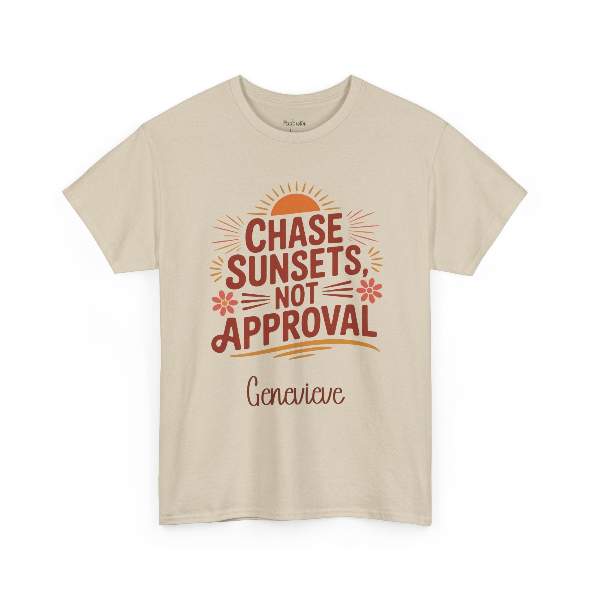 Chase Sunsets personalized t-shirt with sunset design and name on the front