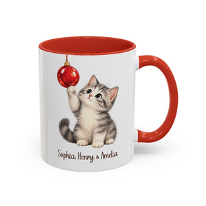 Christmas Kitten Family Names Mug