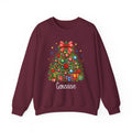 Maroon personalized Christmas Tree sweatshirt, front view