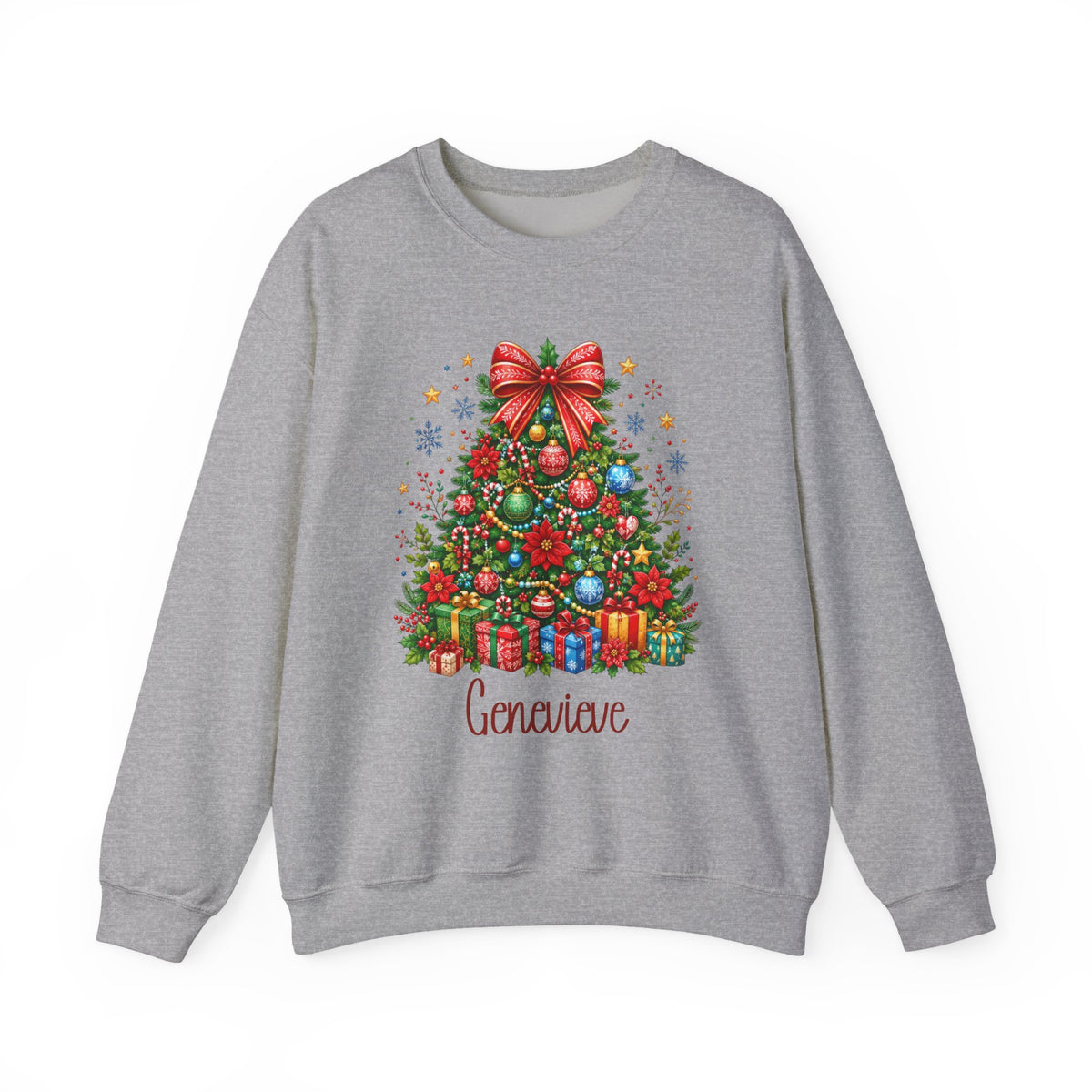 Sport Grey personalized Christmas Tree sweatshirt, front view