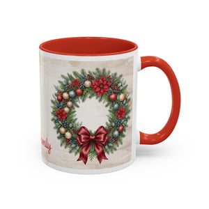 Christmas Wreath Family Name Mug