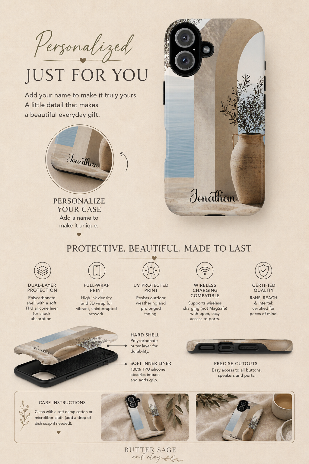 Vintage bird phone case shown in a lifestyle setting