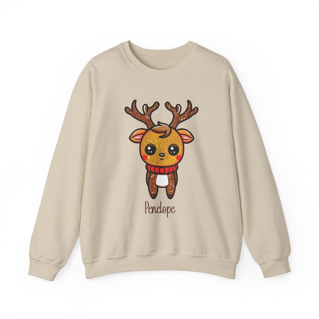 Sand personalized Cute Reindeer sweatshirt, front view