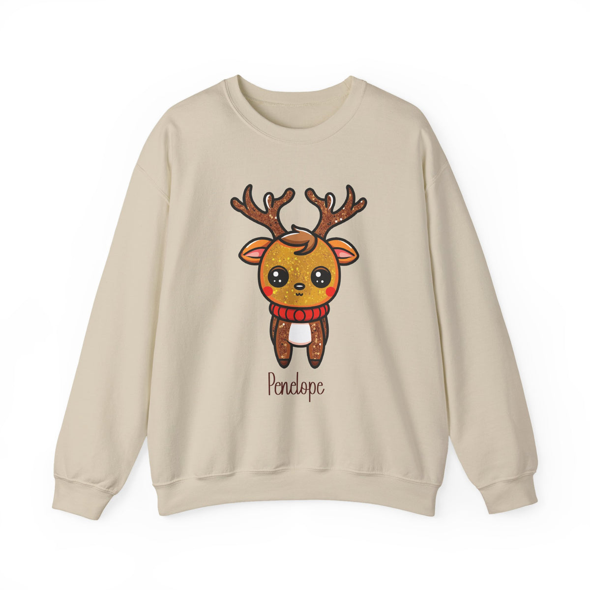 Sand personalized Cute Reindeer sweatshirt, front view
