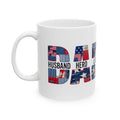 Dad Husband Hero Legend mug with Americana patchwork lettering