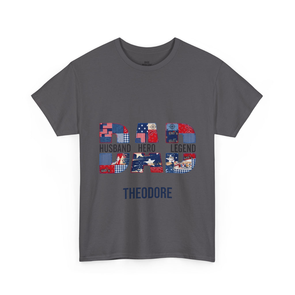 Dad Husband Hero Legend t-shirt shown in another color