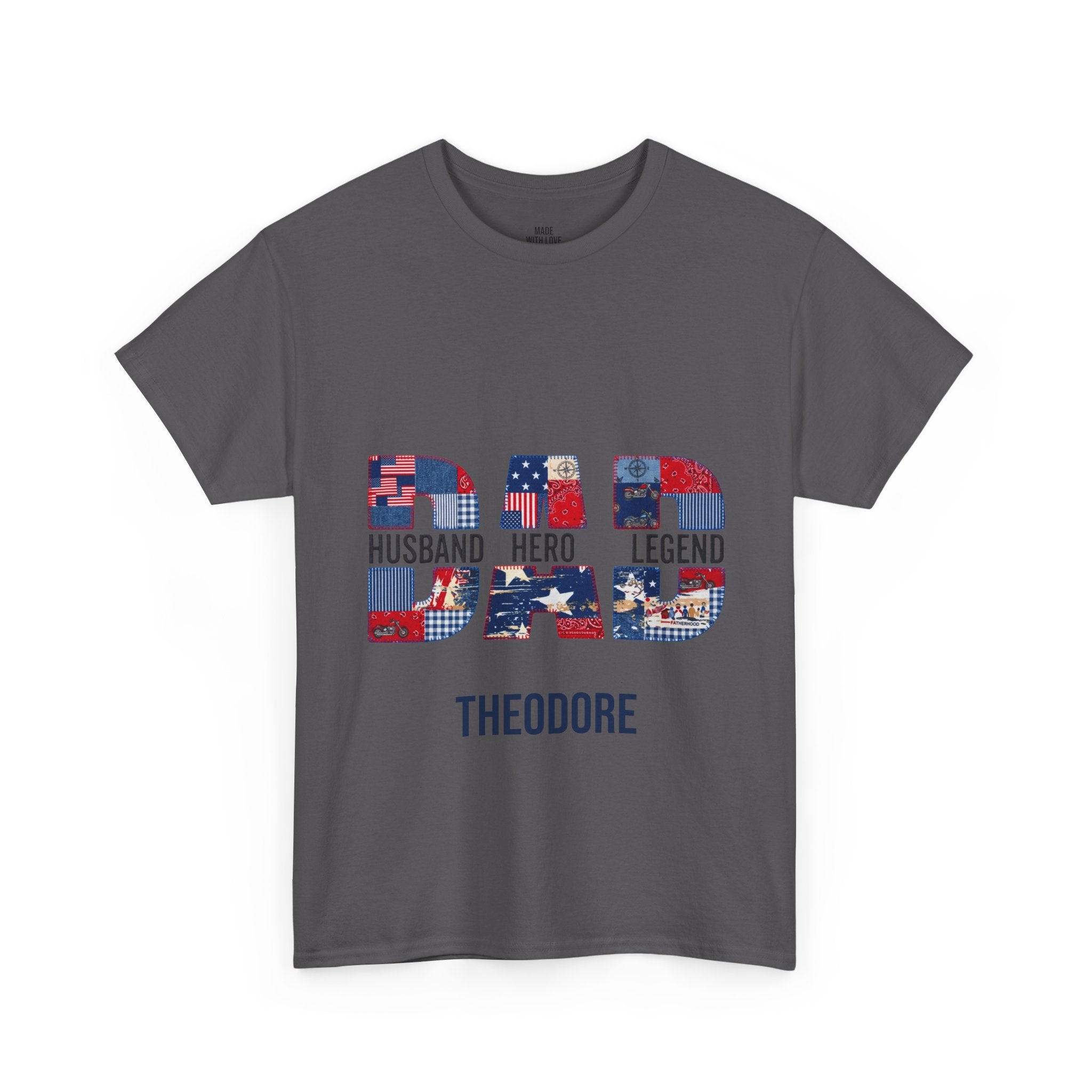 Dad Husband Hero Legend t-shirt shown in another color