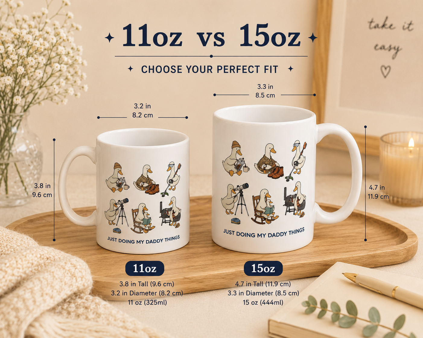 Just Doing My Daddy Things mug product information graphic