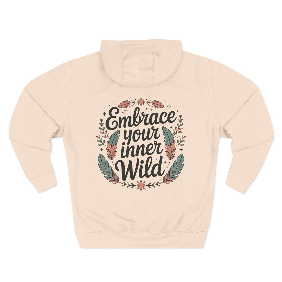 Front view of pale pink hoodie with customizable name embroidered on the chest