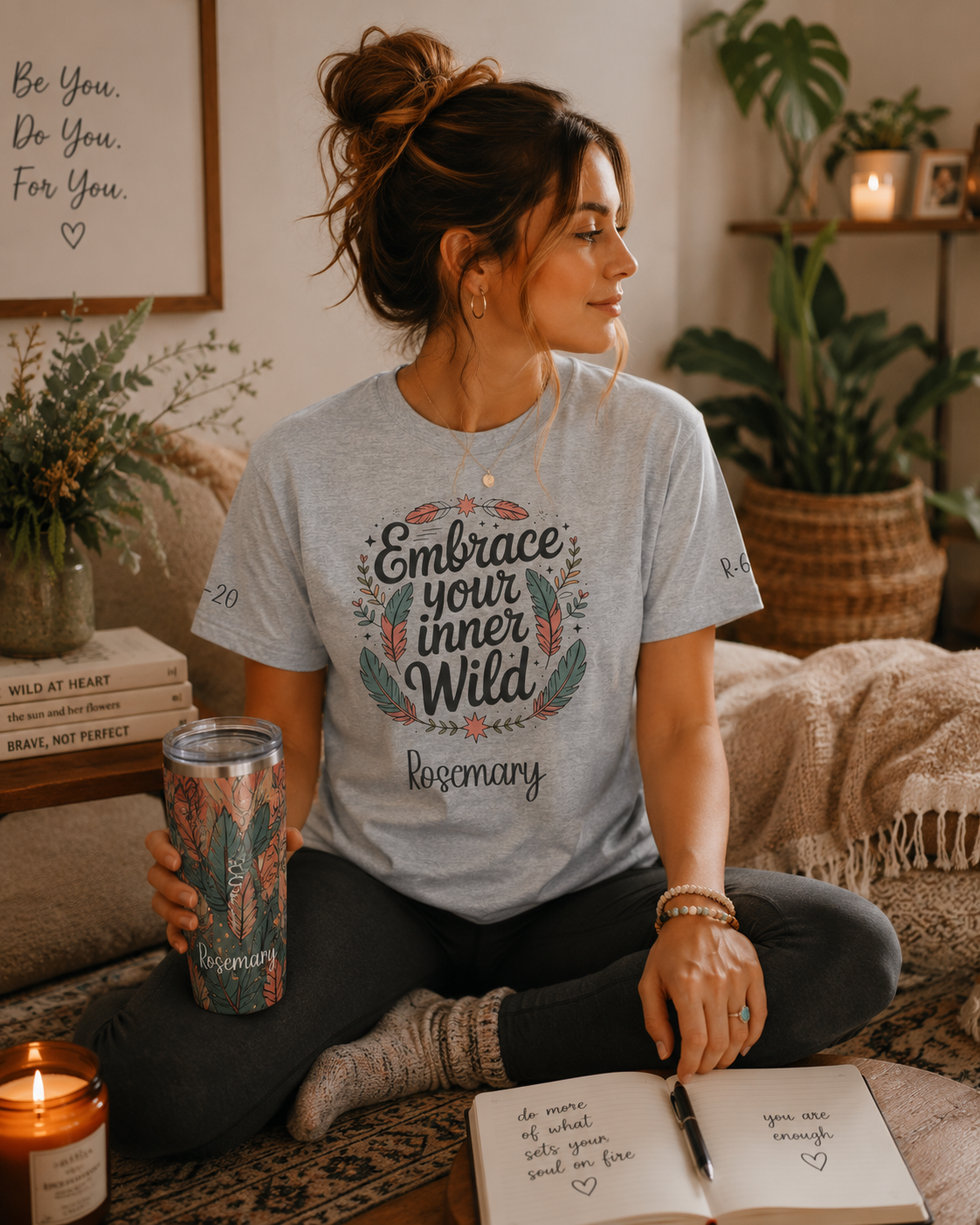 Embrace Your Inner Wild t-shirt shown in a lifestyle setting