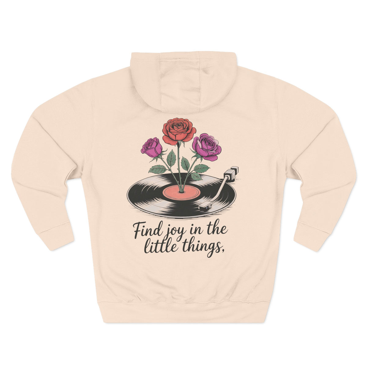 Front view of pale pink hoodie with customizable name embroidered on the chest