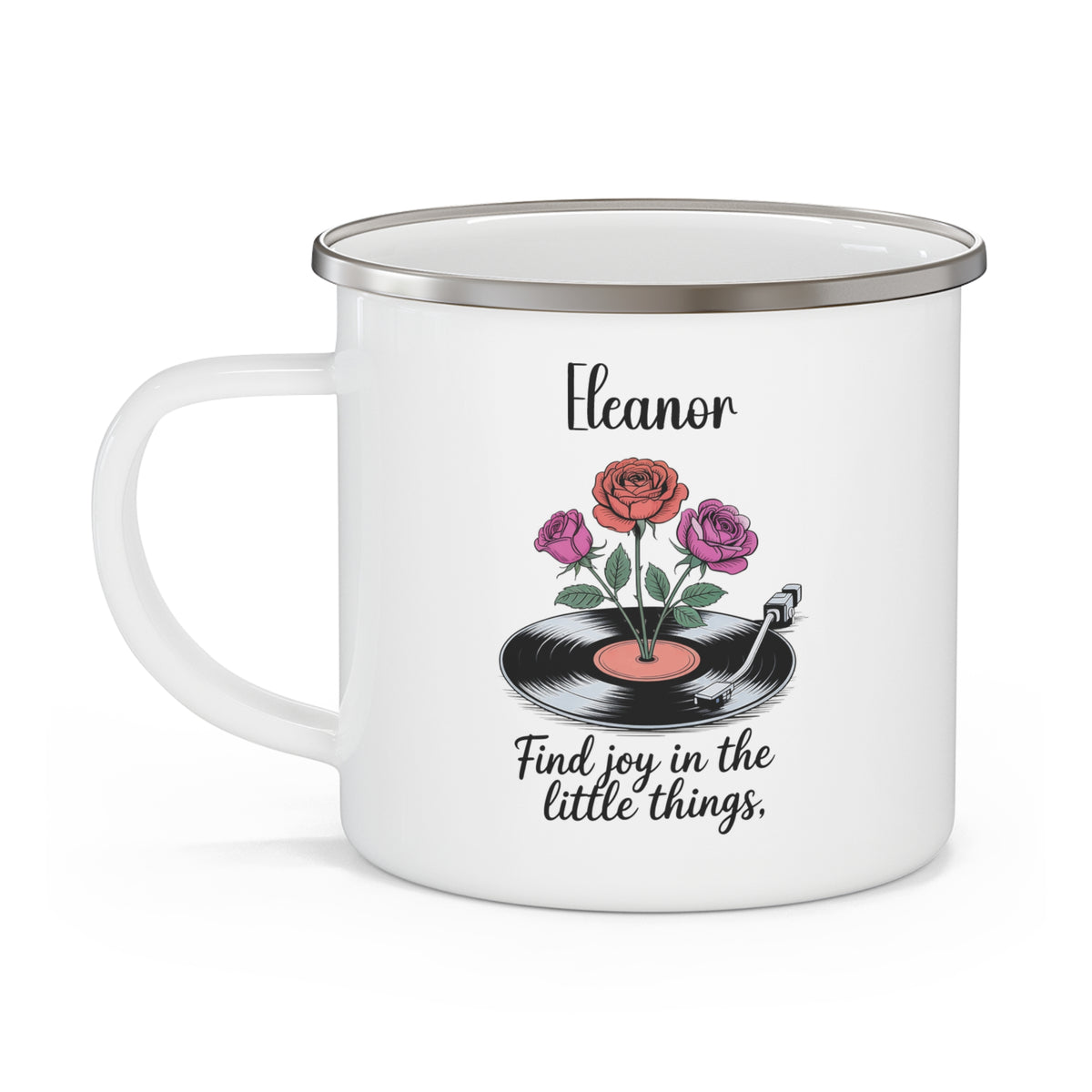 Find Joy in the Little Things enamel mug, main design view