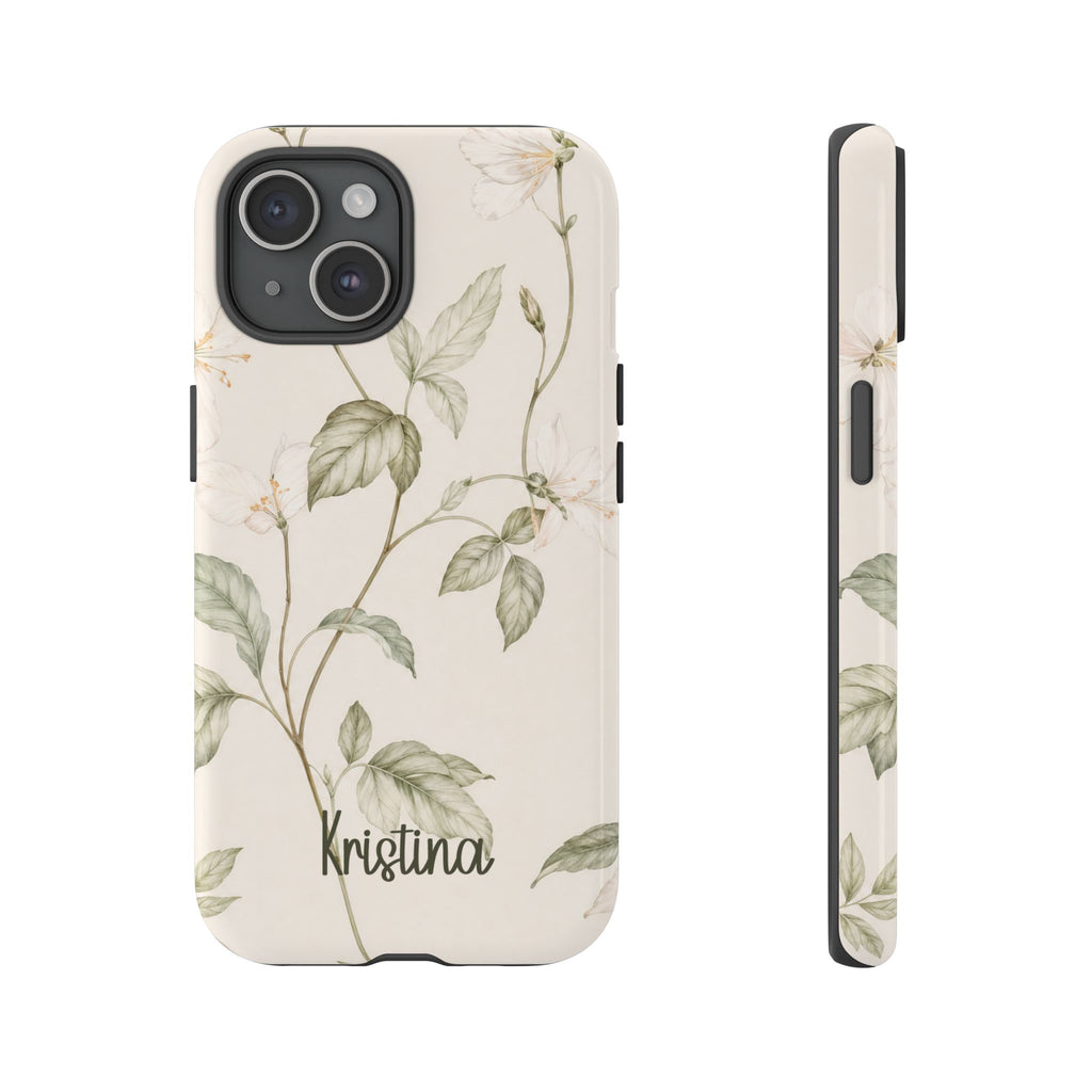 Floral bird phone case, main design view