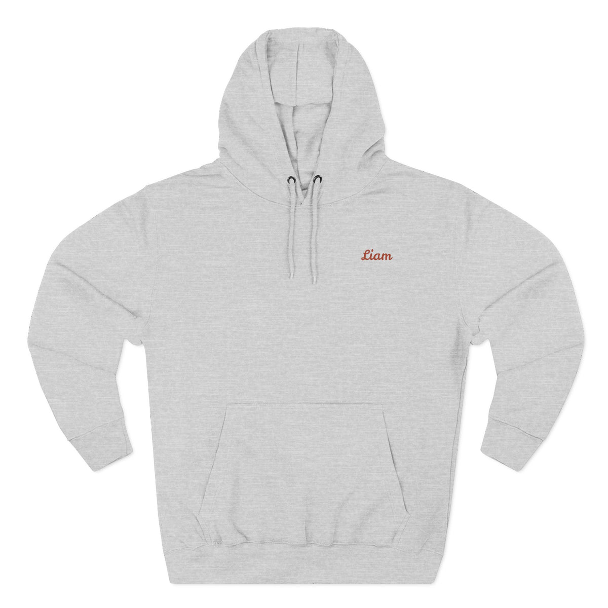 Front view of a light grey personalized hoodie printed with "Got You a Reel Cool Dad" and embroidered with "Liam". Name is customizable. Special gift for him..