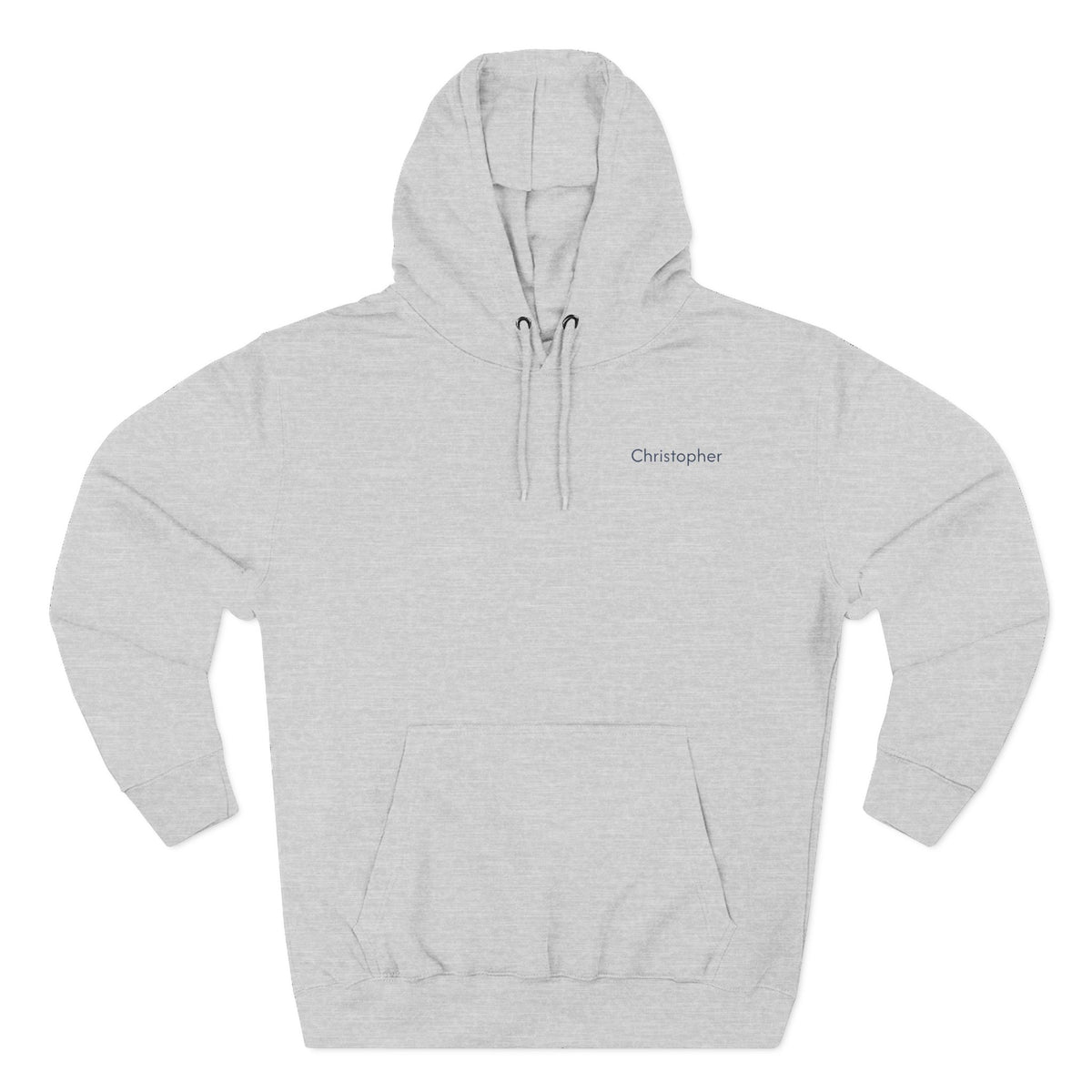 Back view of a light grey personalized(name) hoodie printed with "Just Doing My Daddy Things" and embroidered with "Christopher". Special gift for him.