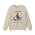Sand personalized Gnome and Snowman Family Christmas sweatshirt, front view
