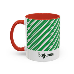 Green Candy Cane Name Christmas Mug