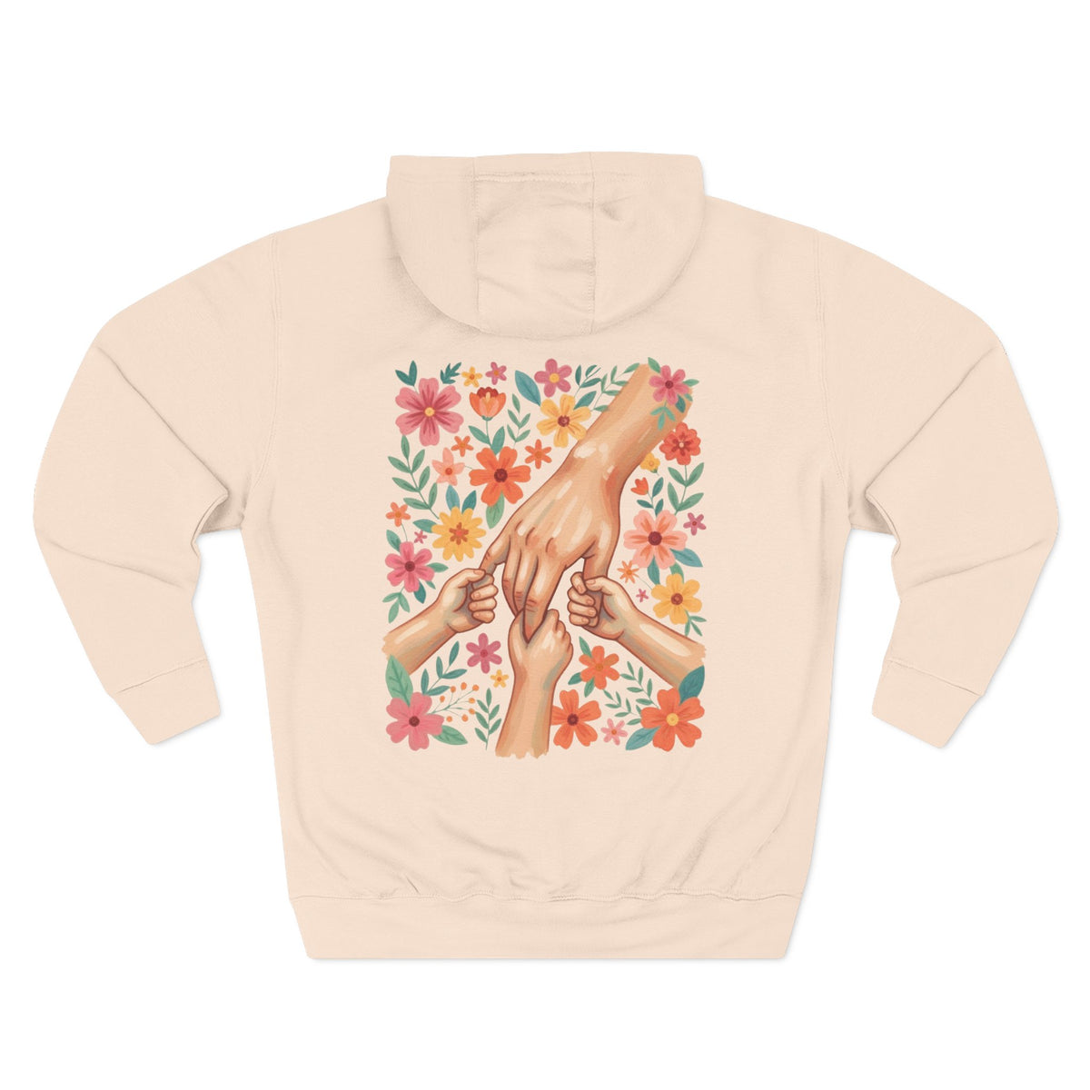 Front view of pale pink hoodie with customizable name embroidered on the chest
