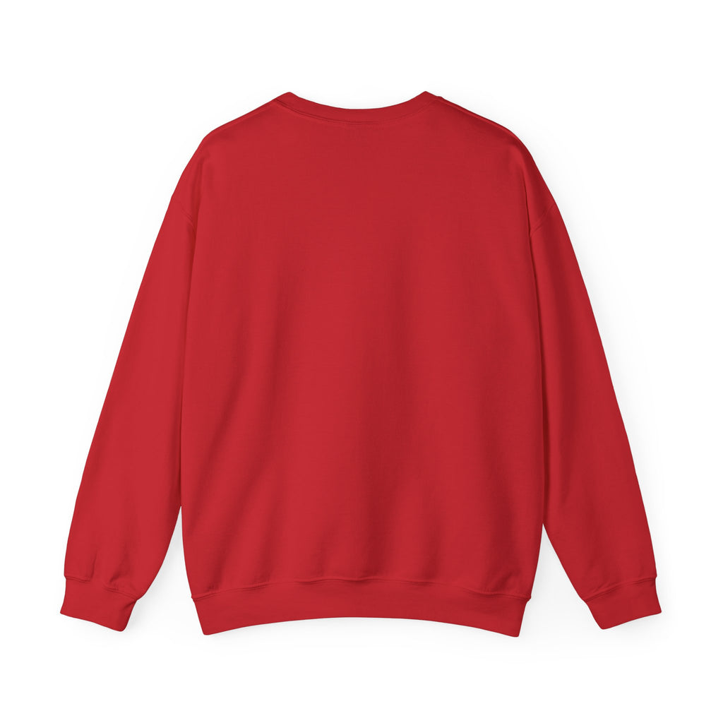 Red personalized Highland Cow Christmas sweatshirt, back view