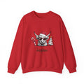 Red personalized Highland Cow Christmas sweatshirt, front view