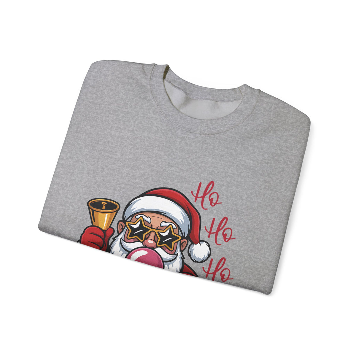 Sport Grey personalized Ho Ho Ho Santa sweatshirt, folded