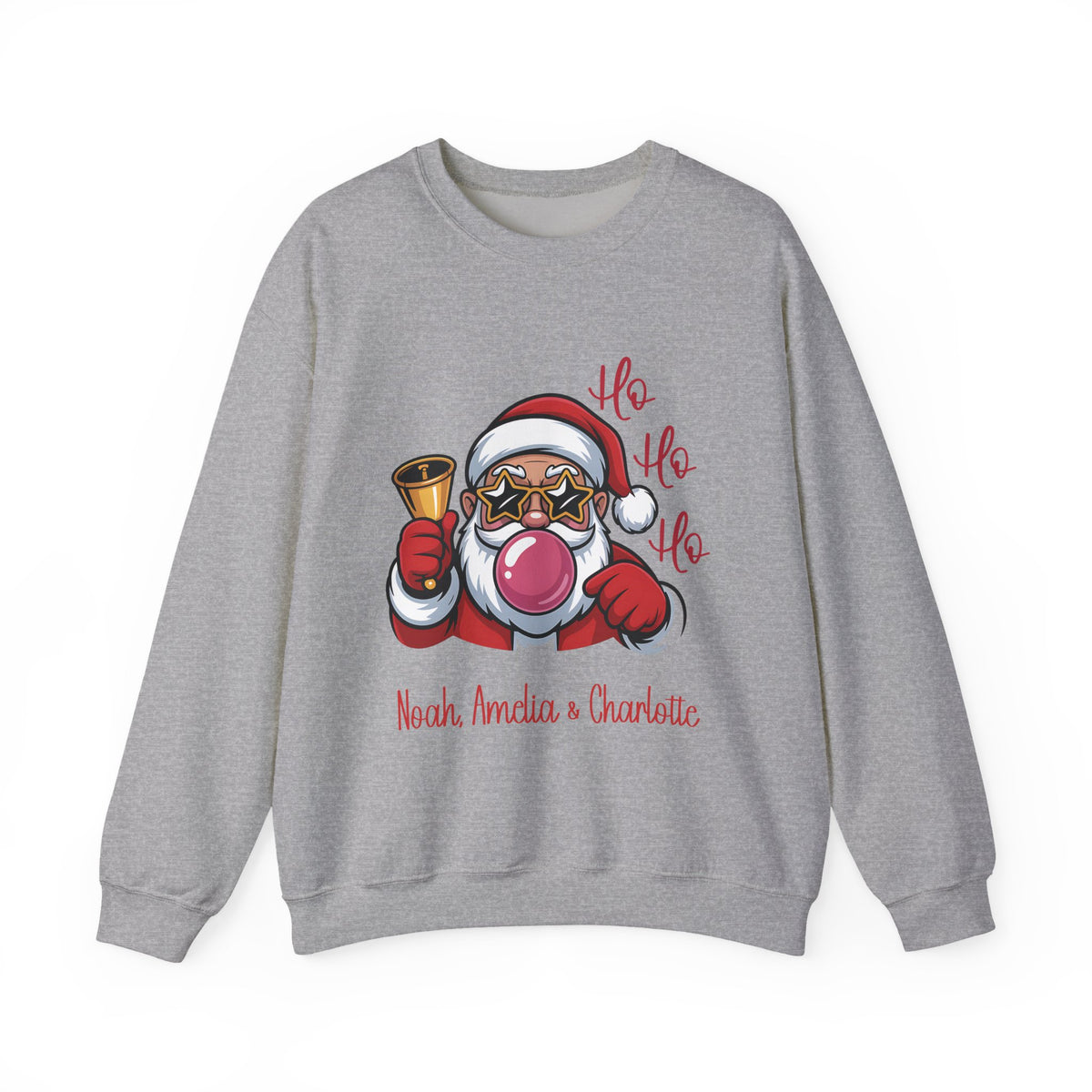 Sport Grey personalized Ho Ho Ho Santa sweatshirt, front view