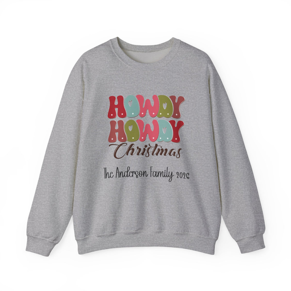 Sport Grey personalized Howdy Howdy Christmas sweatshirt, front view