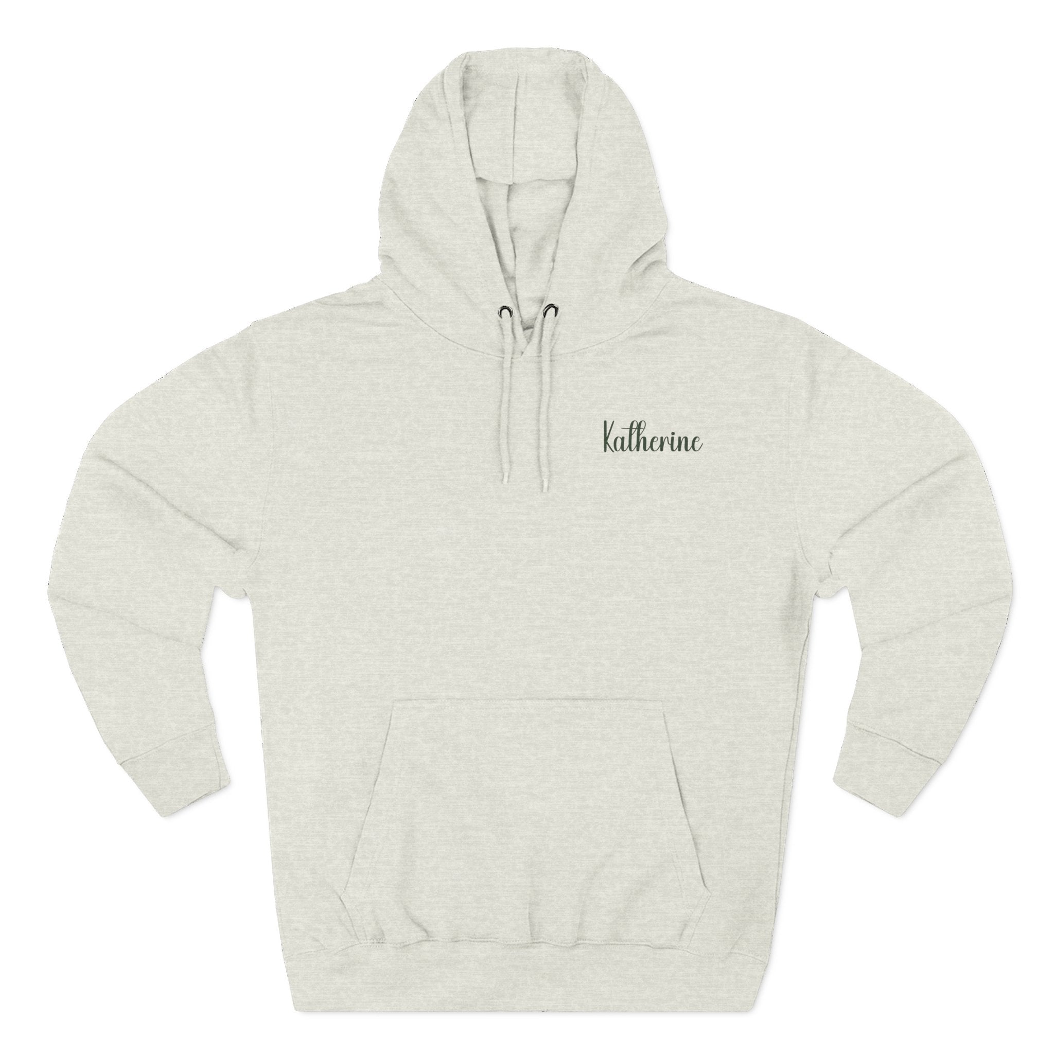 Back view of oatmeal heather hoodie with “I Love You, Go Away!” design